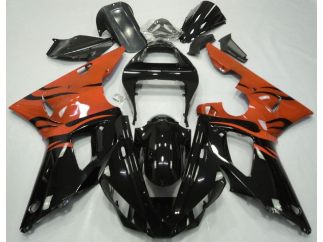 2000-2001 Black Flame & Orange Yamaha R1 Motorcycle Fairing UK