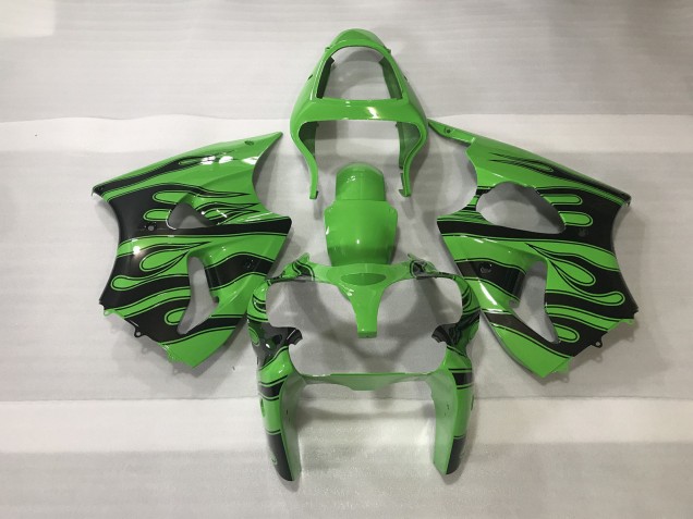 2000-2002 Green & Black Flame Kawasaki ZX6R Motorcycle Fairing UK