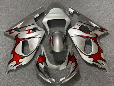 2001-2003 Gloss Silver & Red Suzuki GSXR 600-750 Motorcycle Fairing UK