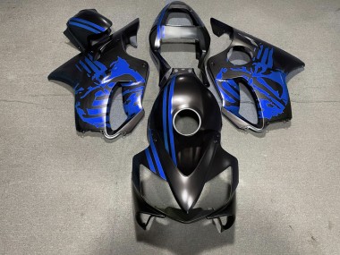 2001-2003 Matte Black & Blue Skull Honda CBR600 F4i Motorcycle Fairing UK