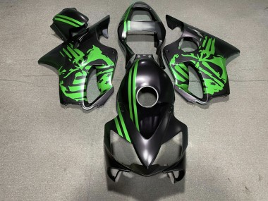 2001-2003 Matte Black & Green Skull Honda CBR600 F4i Motorcycle Fairing UK