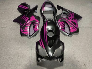 2001-2003 Matte Black & Pink Skull Honda CBR600 F4i Motorcycle Fairing UK