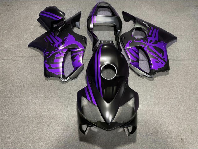 2001-2003 Matte Black & Purple Skull Honda CBR600 F4i Motorcycle Fairing UK