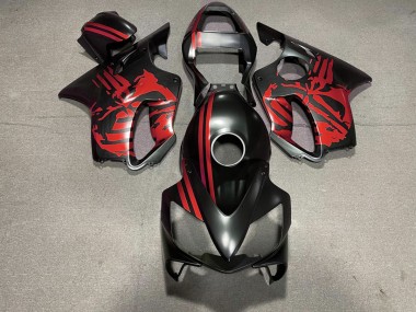 2001-2003 Matte Black & Red Skull Honda CBR600 F4i Motorcycle Fairing UK