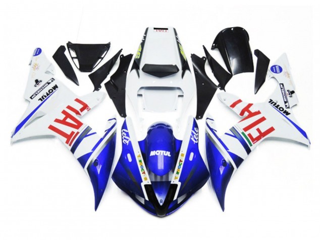 2002-2003 Gloss white and Blue Fiat Yamaha R1 Motorcycle Fairing UK