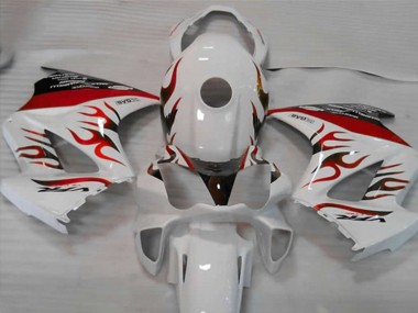 2002-2012 White Red Flame Honda VFR800 Motorcycle Fairing UK