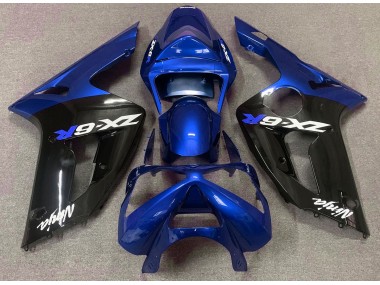 2003-2004 Gloss Blue and Black Kawasaki ZX6R Motorcycle Fairing UK