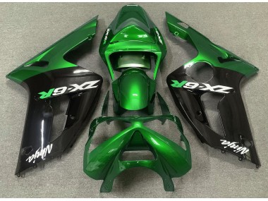 2003-2004 Gloss Green and Black Kawasaki ZX6R Motorcycle Fairing UK