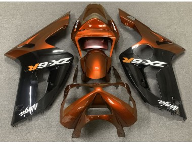 2003-2004 Gloss Orange and Black Kawasaki ZX6R Motorcycle Fairing UK