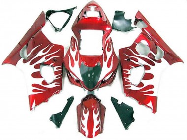 2003-2004 White and Red Flame Suzuki GSXR 1000 Motorcycle Fairing UK