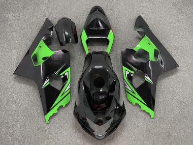 2004-2005 Gloss Black and Green Suzuki GSXR 600-750 Motorcycle Fairing UK