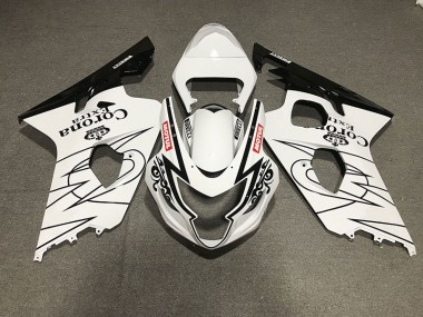 2004-2005 Gloss Black and White Corona Style Suzuki GSXR 600-750 Motorcycle Fairing UK