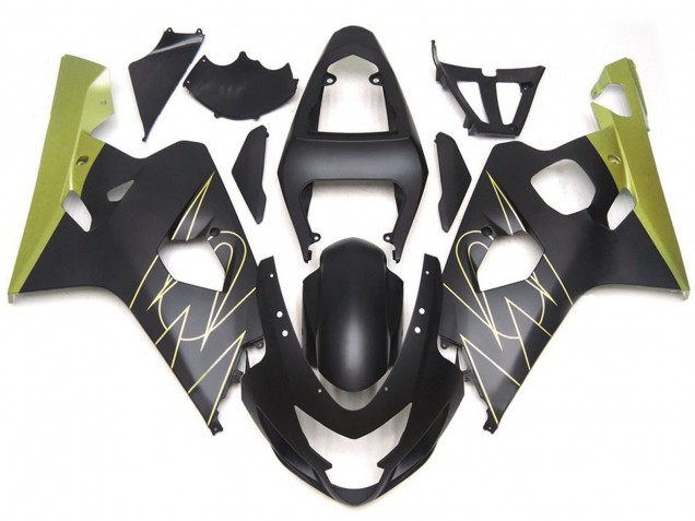 2004-2005 Matte Black and Gold Corona Custom Suzuki GSXR 600-750 Motorcycle Fairing UK