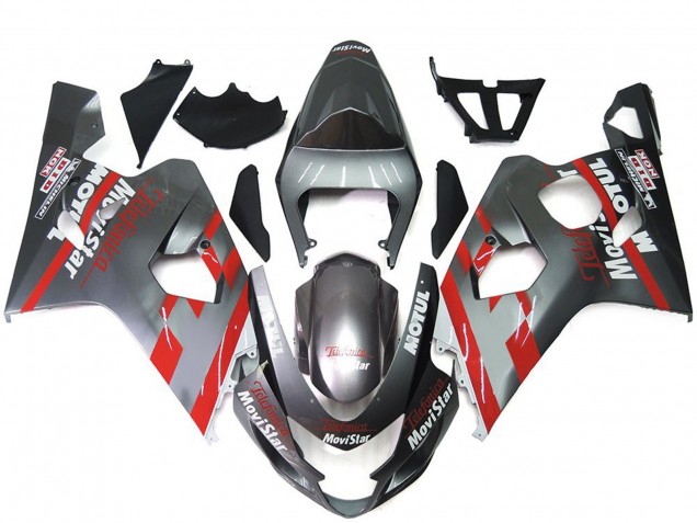 2004-2005 Silver and Red MoiStar Suzuki GSXR 600-750 Motorcycle Fairing UK