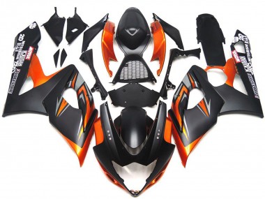 2005-2006 Custom Matte and Gloss Black and Orange Suzuki GSXR 1000 Motorcycle Fairing UK