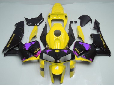 2005-2006 Gloss Yellow & Purple Splatter Honda CBR600RR Motorcycle Fairing UK