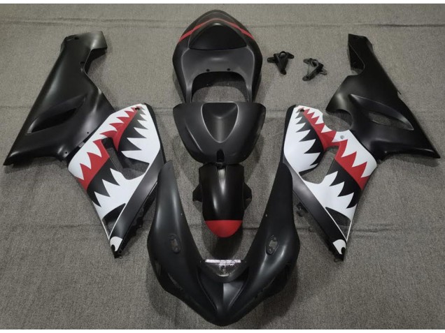 2005-2006 Matte Black Shark Kawasaki ZX6R Motorcycle Fairing UK