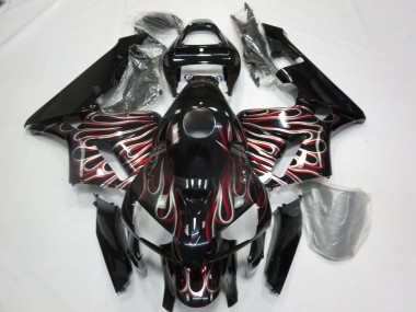 2005-2006 Silver and Red Flame Honda CBR600RR Motorcycle Fairing UK