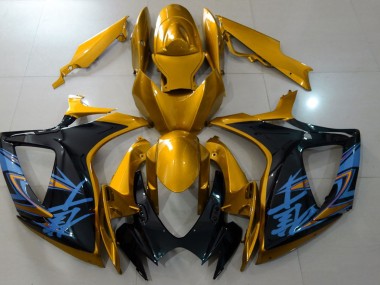 2006-2007 Gloss Gold & Black Suzuki GSXR 600-750 Motorcycle Fairing UK