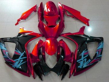 2006-2007 Gloss Red & Black Suzuki GSXR 600-750 Motorcycle Fairing UK