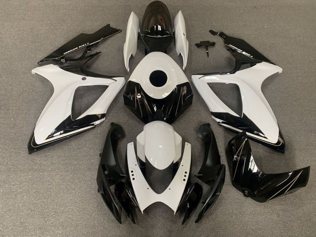 2006-2007 Matte Black and Gloss White Suzuki GSXR 600-750 Motorcycle Fairing UK