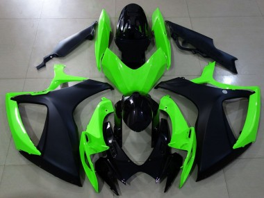 2006-2007 Matte Black and Green Suzuki GSXR 600-750 Motorcycle Fairing UK