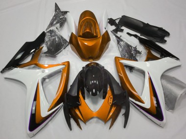 2006-2007 Orange & White Debadged Suzuki GSXR 600-750 Motorcycle Fairing UK