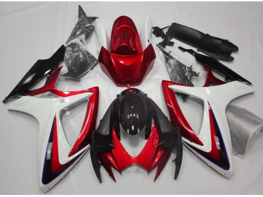 2006-2007 Red & White Debadged Suzuki GSXR 600-750 Motorcycle Fairing UK