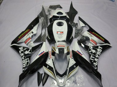 2007-2008 Black and White Playboy Honda CBR600RR Motorcycle Fairing UK