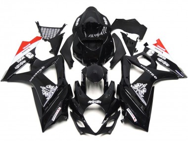 2007-2008 Custom Black with hint of white and red Suzuki GSXR 1000 Motorcycle Fairing UK