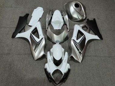 2007-2008 Custom Silver White with Black Suzuki GSXR 1000 Motorcycle Fairing UK