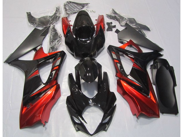 2007-2008 Gloss Black and Red Suzuki GSXR 1000 Motorcycle Fairing UK