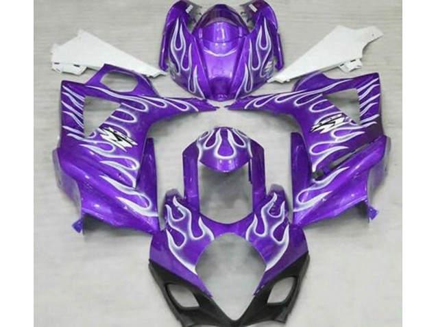 2007-2008 Gloss Purple and White Flame Suzuki GSXR 1000 Motorcycle Fairing UK