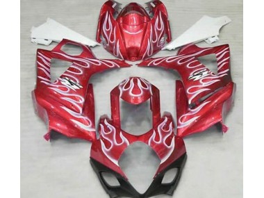 2007-2008 Gloss Red and White Flame Suzuki GSXR 1000 Motorcycle Fairing UK