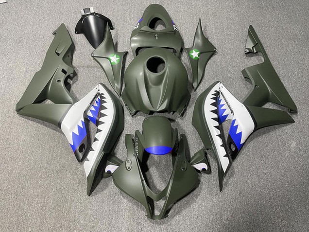 2007-2008 Matte Green & Blue Shark Honda CBR600RR Motorcycle Fairing UK