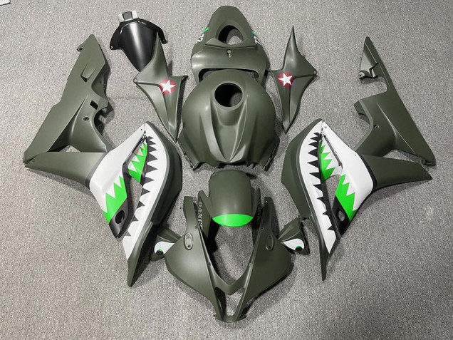 2007-2008 Matte Green & LightGreen Shark Honda CBR600RR Motorcycle Fairing UK