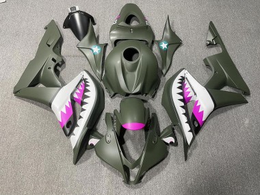 2007-2008 Matte Green & Pink Shark Honda CBR600RR Motorcycle Fairing UK