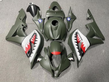 2007-2008 Matte Green & Red Shark Honda CBR600RR Motorcycle Fairing UK