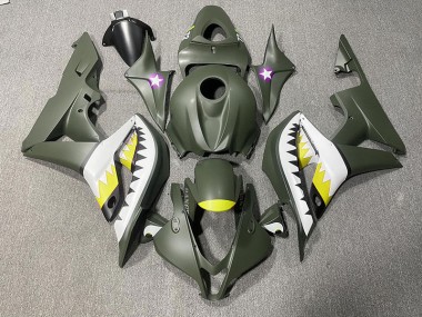 2007-2008 Matte Green & Yellow Shark Honda CBR600RR Motorcycle Fairing UK