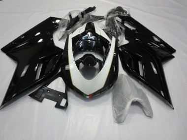 2007-2012 Gloss Black and White Ducati 848 1098 1198 Motorcycle Fairing UK