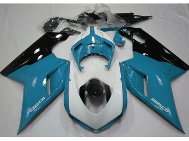 2007-2012 Gloss Light Blue & White Ducati 848 1098 1198 Motorcycle Fairing UK