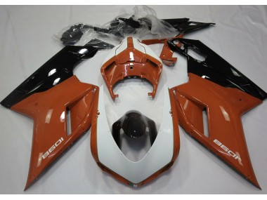 2007-2012 Gloss Orange & White Ducati 848 1098 1198 Motorcycle Fairing UK