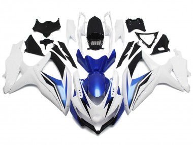 2008-2010 Gloss White With Silver and Blue Suzuki GSXR 600-750 Motorcycle Fairing UK