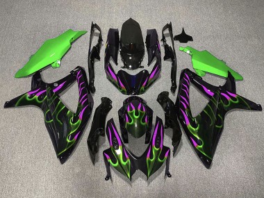 2008-2010 Green and Magenta Flame Suzuki GSXR 600-750 Motorcycle Fairing UK