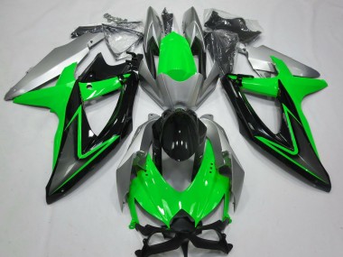 2008-2010 Green and Silver Suzuki GSXR 600-750 Motorcycle Fairing UK