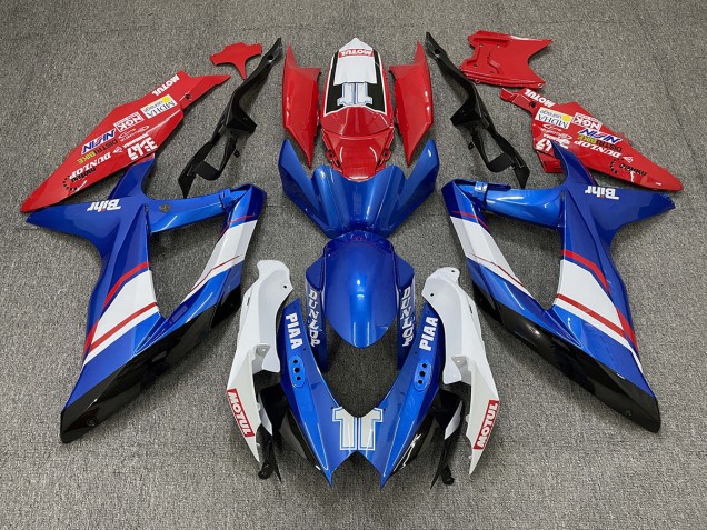 2008-2010 Red Blue and White Gloss Custom Style Suzuki GSXR 600-750 Motorcycle Fairing UK