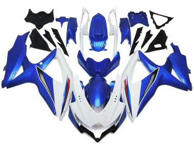 2008-2010 Shining Gloss White With Silver and blue Suzuki GSXR 600-750 Motorcycle Fairing UK