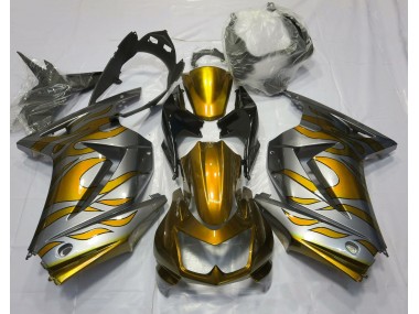 2008-2013 Gold and Silver Flame Kawasaki Ninja 250 Motorcycle Fairing UK