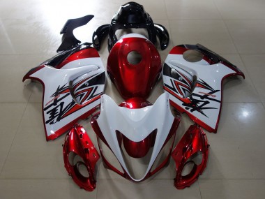 2008-2019 Gloss Red & White Design Suzuki GSXR 1300 Motorcycle Fairing UK