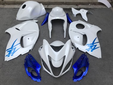 2008-2019 Gloss White & Blue Suzuki GSXR 1300 Motorcycle Fairing UK